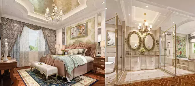 Bedroom and Bathroom 