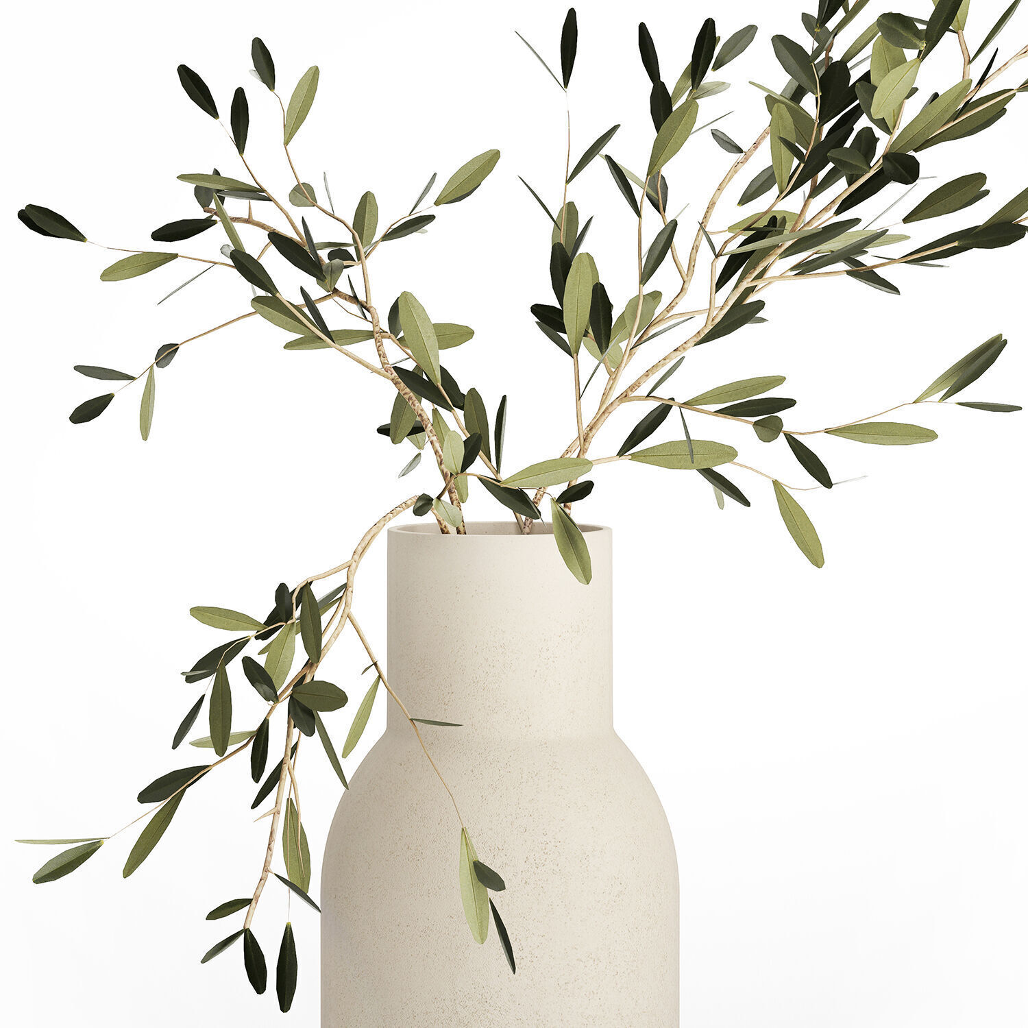 Small Minimalistic Bouquet Vase Olive Branches 518 3D model_10