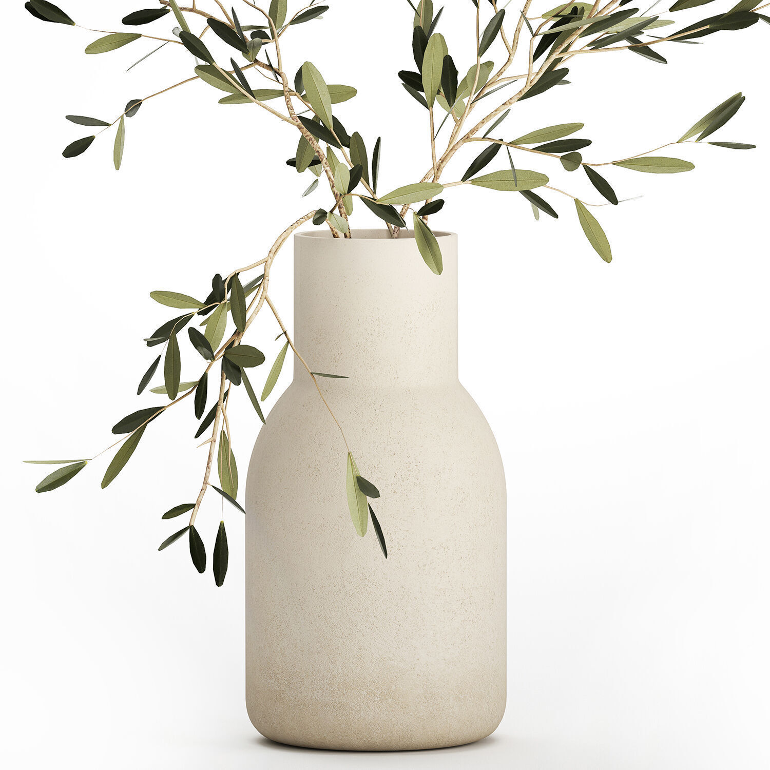Small Minimalistic Bouquet Vase Olive Branches 518 3D model_9