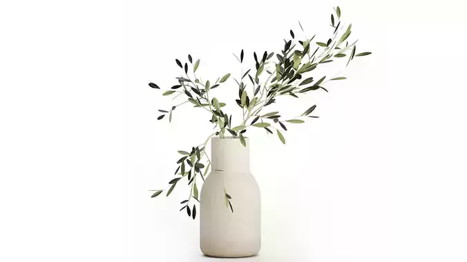 Small Minimalistic Bouquet Vase Olive Branches 518