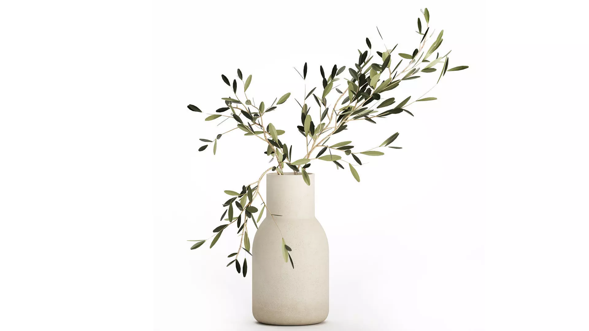 Small Minimalistic Bouquet Vase Olive Branches 518 3D model_0