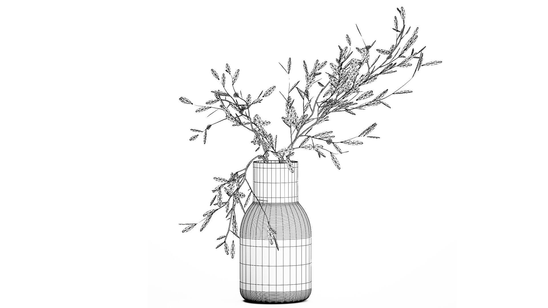 Small Minimalistic Bouquet Vase Olive Branches 518 3D model_6