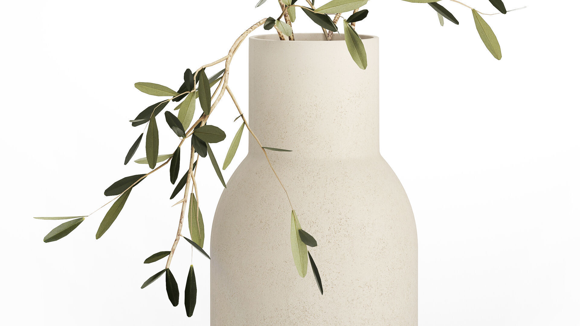 Small Minimalistic Bouquet Vase Olive Branches 518 3D model_3
