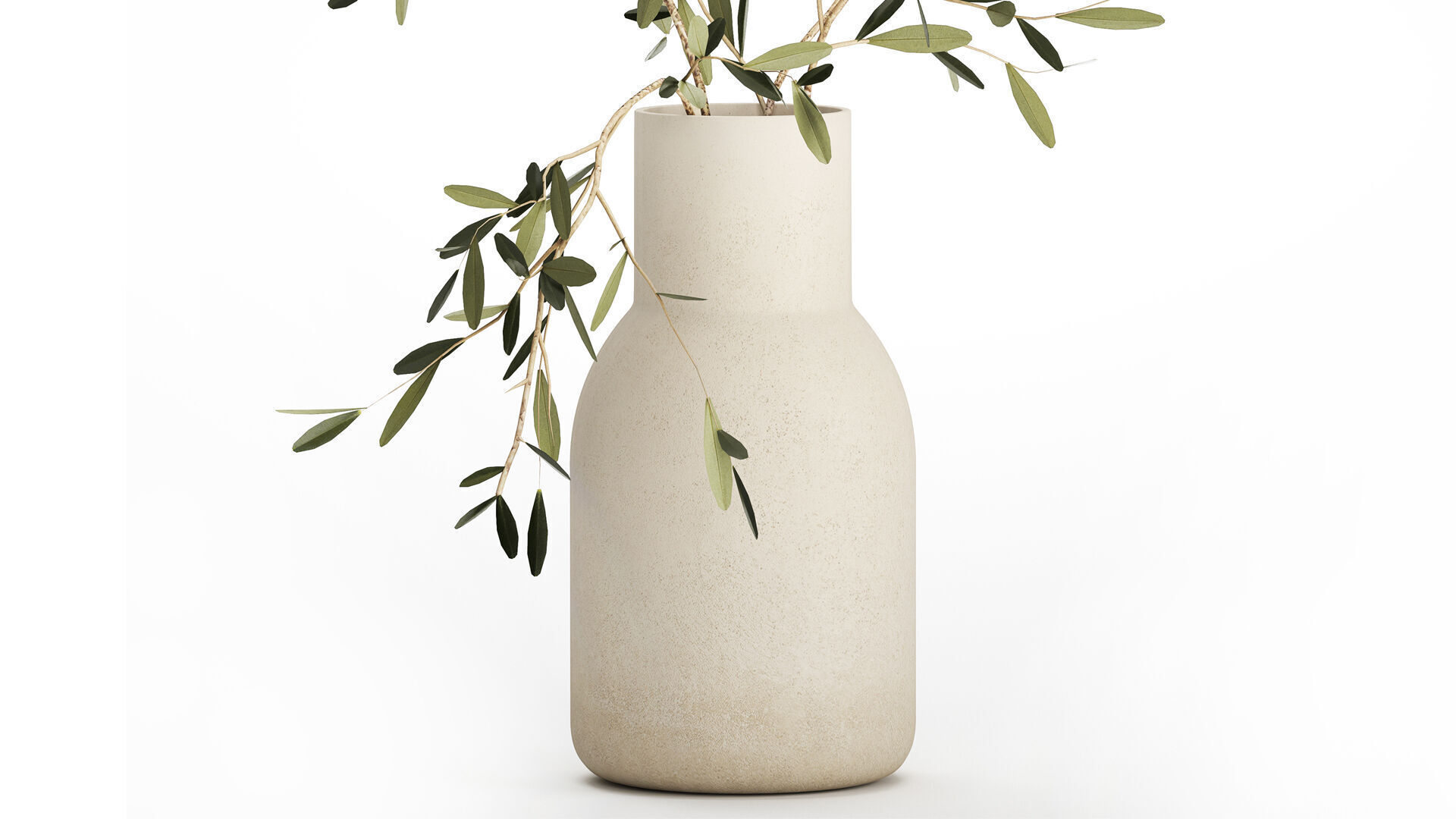 Small Minimalistic Bouquet Vase Olive Branches 518 3D model_2
