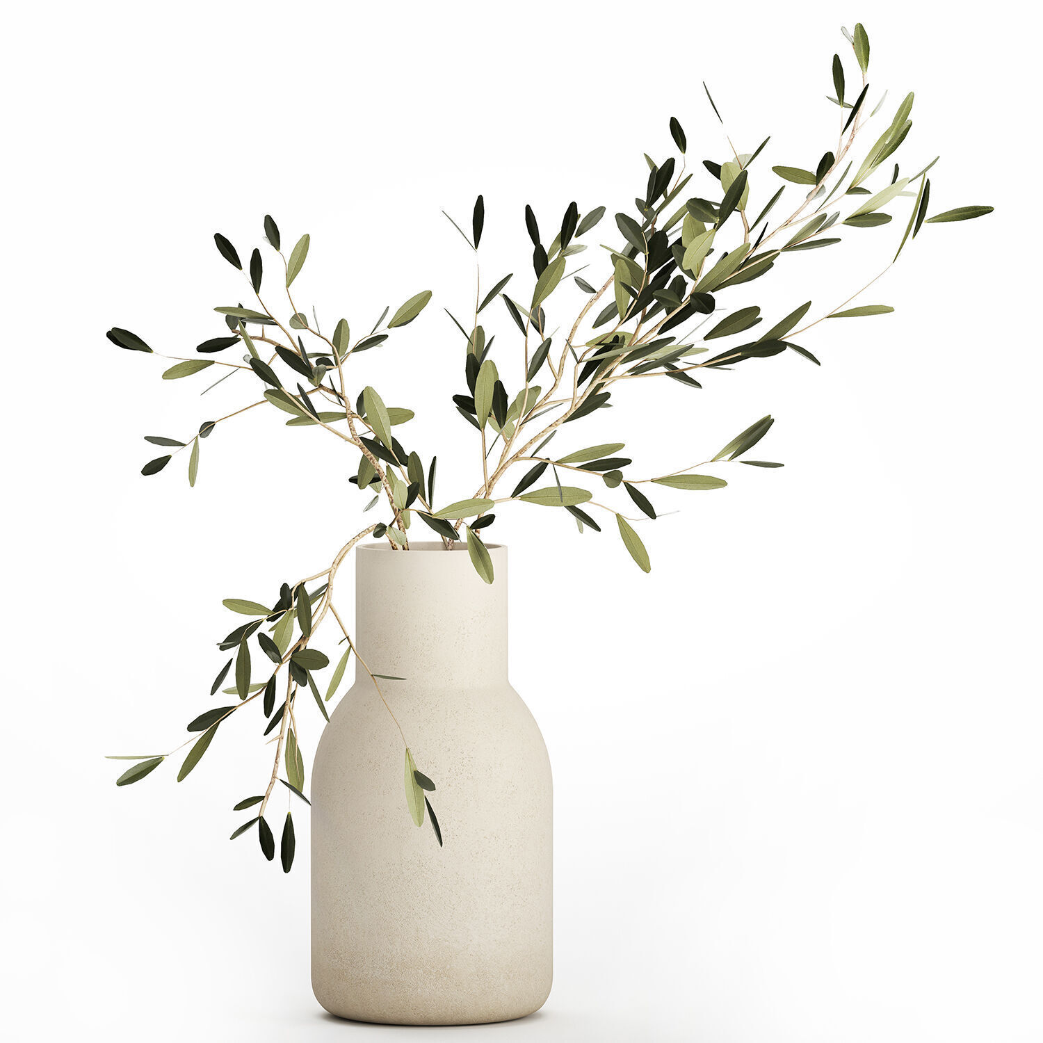 Small Minimalistic Bouquet Vase Olive Branches 518 3D model_7