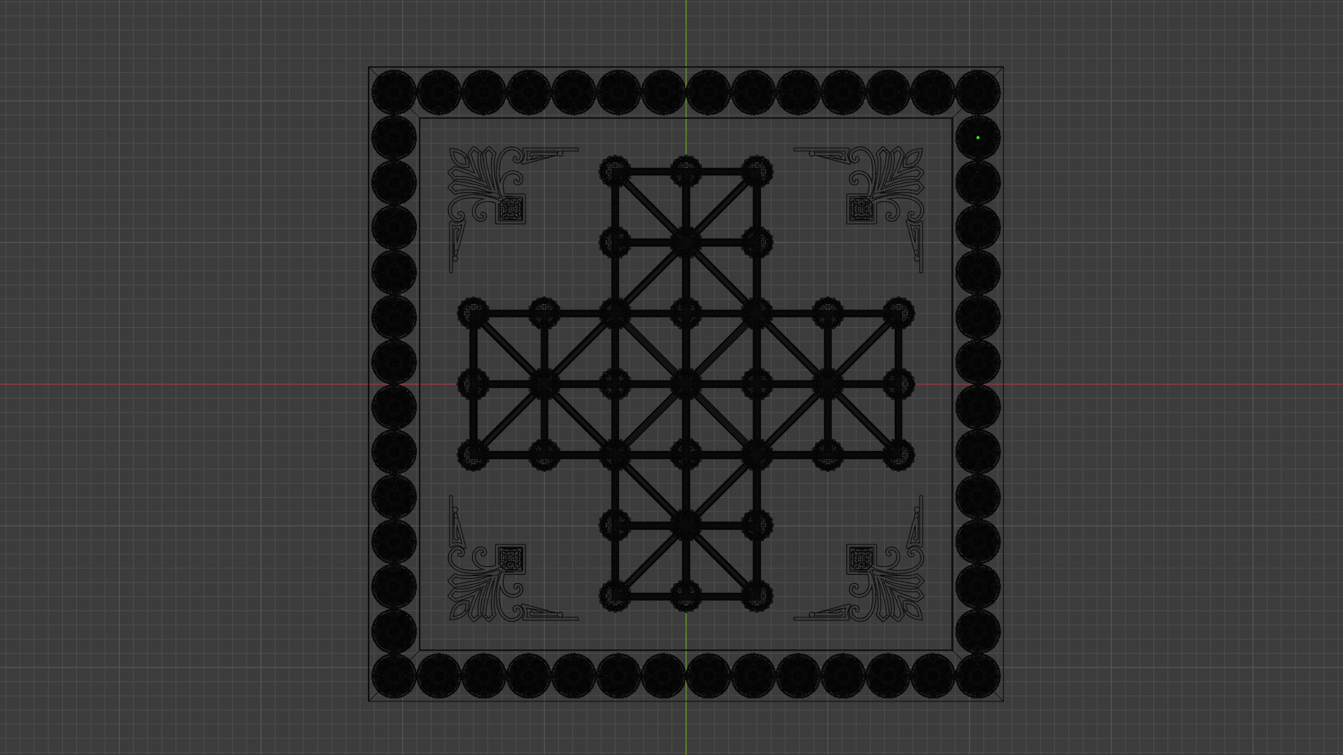 Golden Asalto Game Board with Gems Design 3D model_19