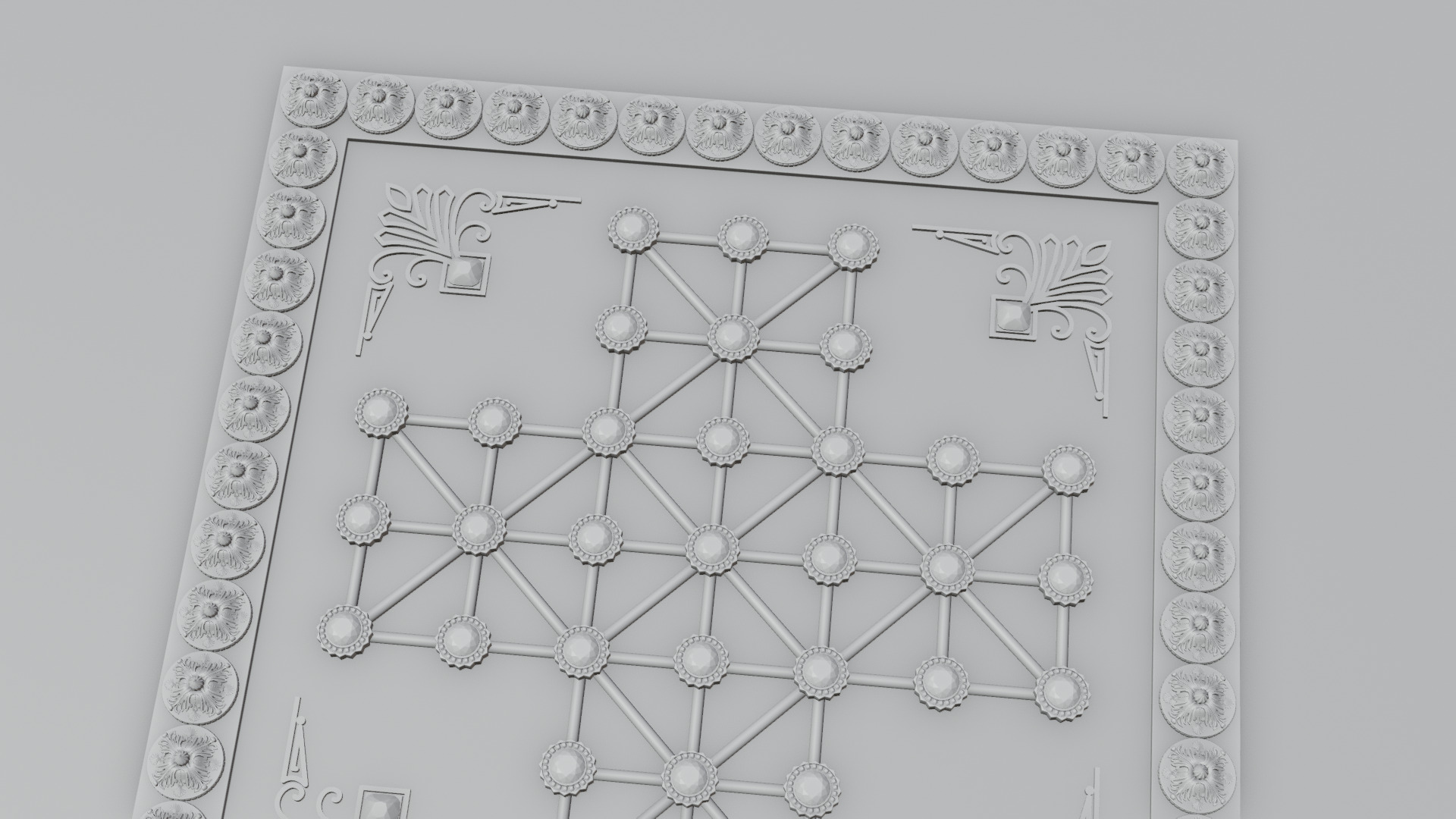 Golden Asalto Game Board with Gems Design 3D model_15