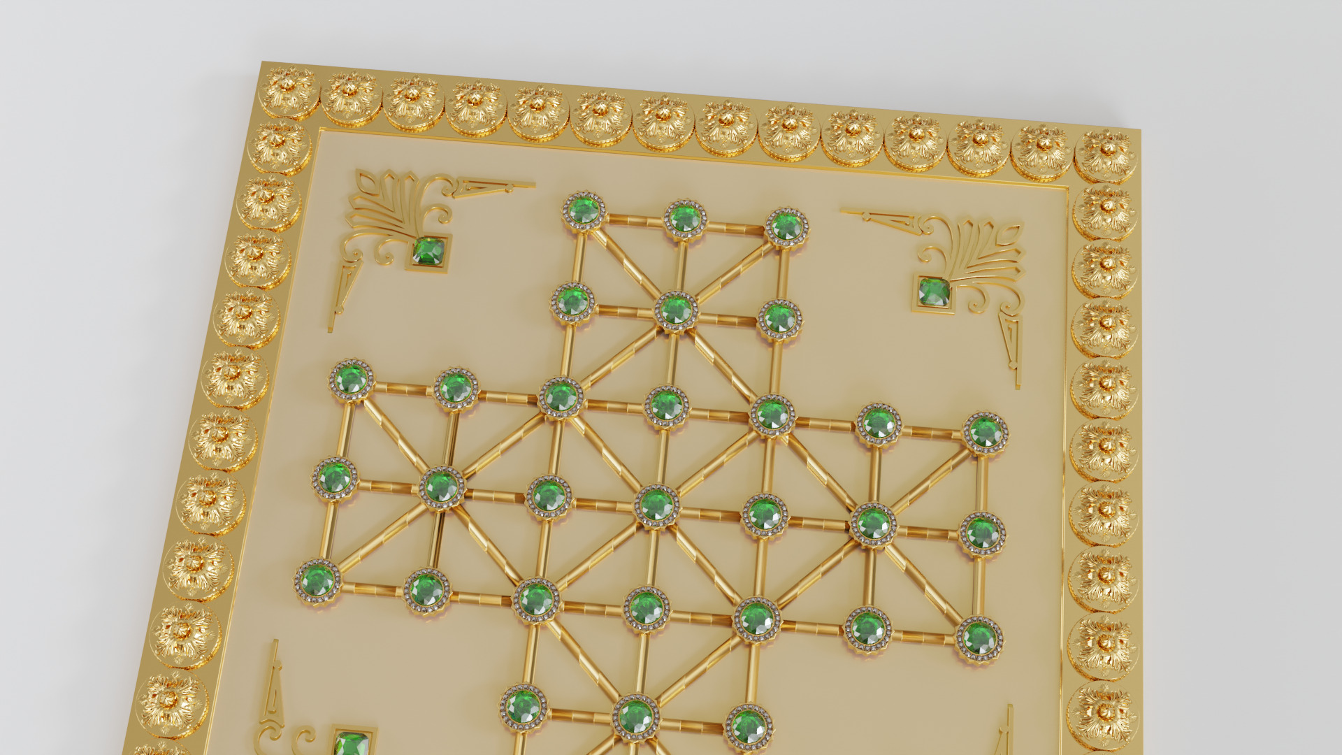 Golden Asalto Game Board with Gems Design 3D model_7