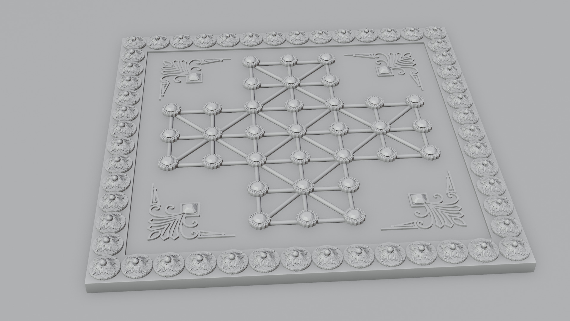 Golden Asalto Game Board with Gems Design 3D model_12