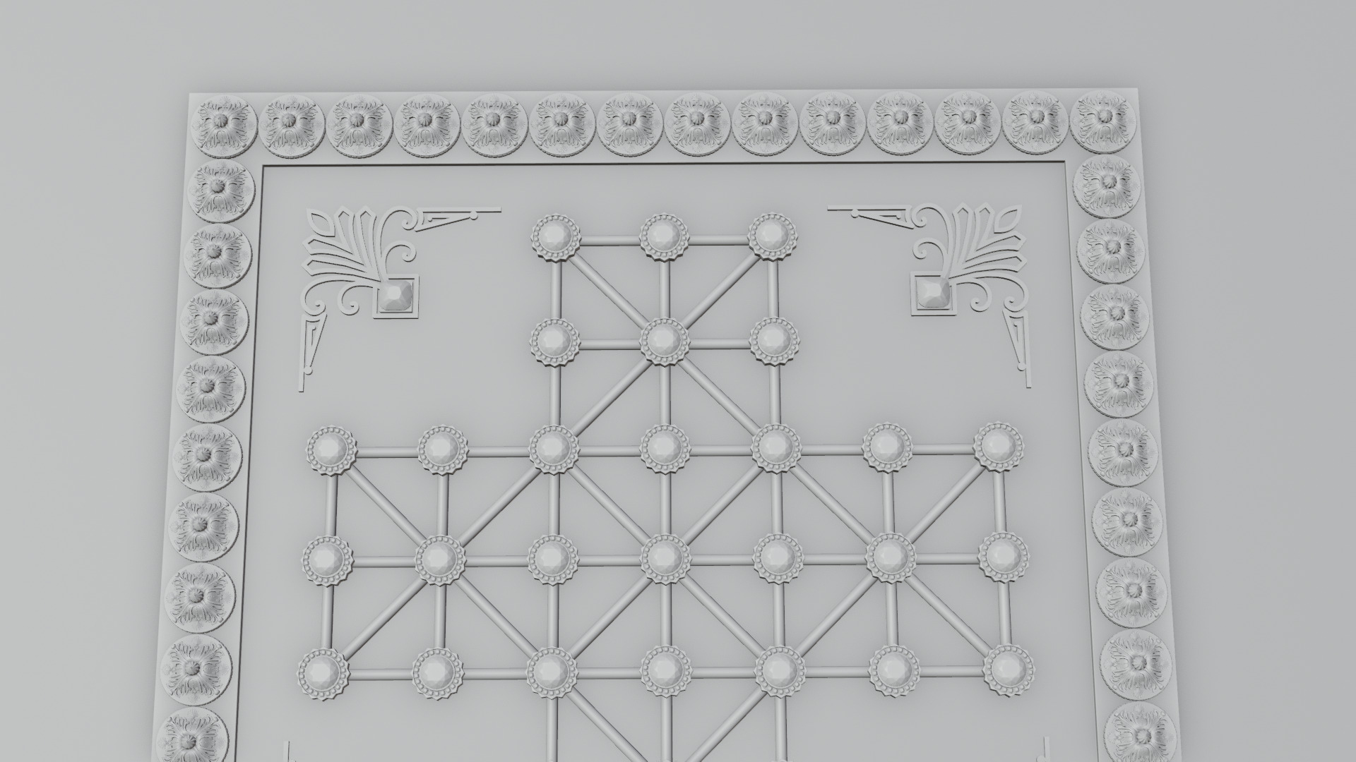 Golden Asalto Game Board with Gems Design 3D model_16