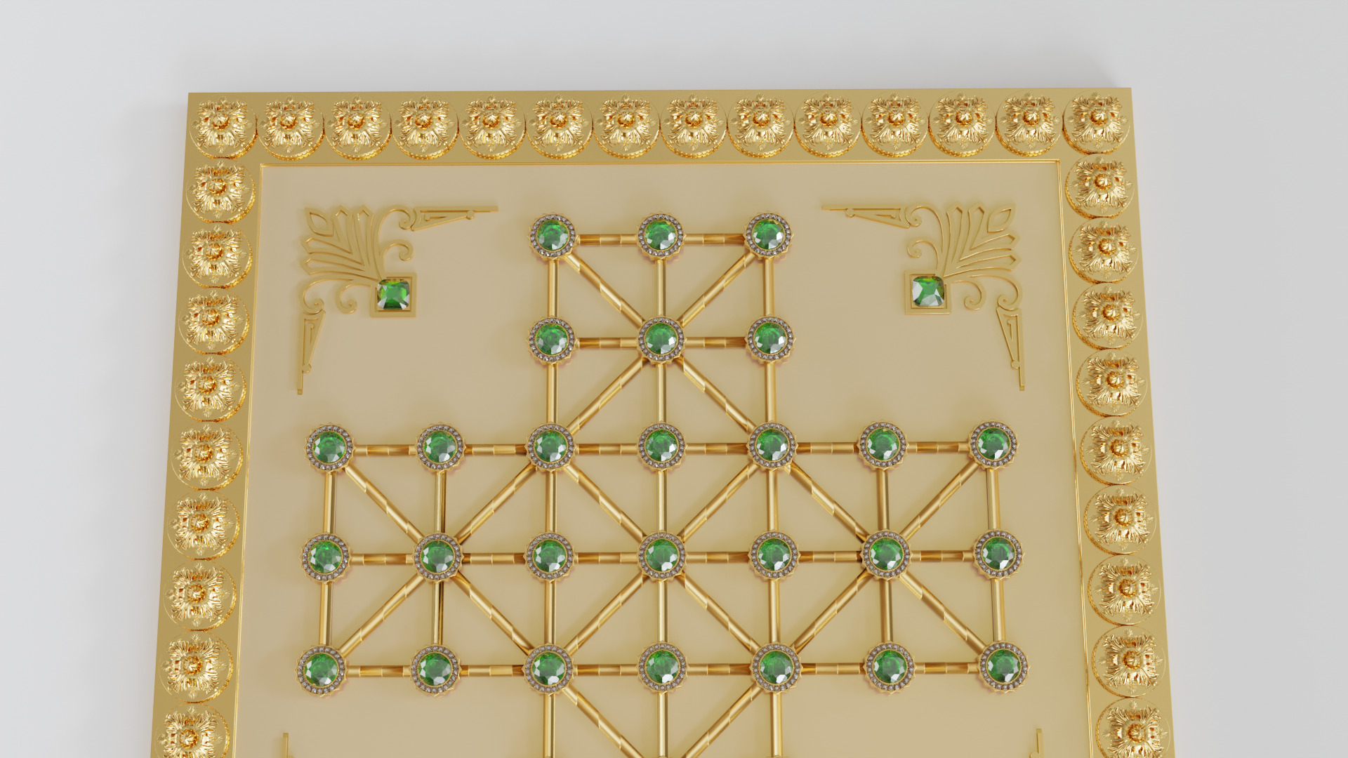 Golden Asalto Game Board with Gems Design 3D model_8