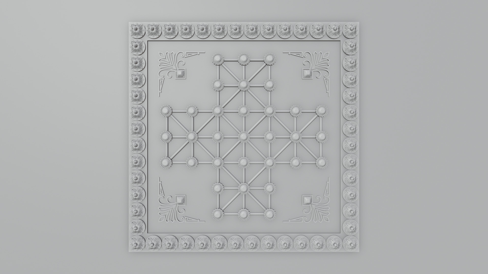 Golden Asalto Game Board with Gems Design 3D model_10