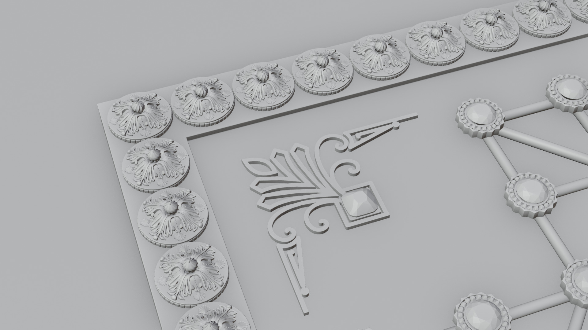 Golden Asalto Game Board with Gems Design 3D model_13