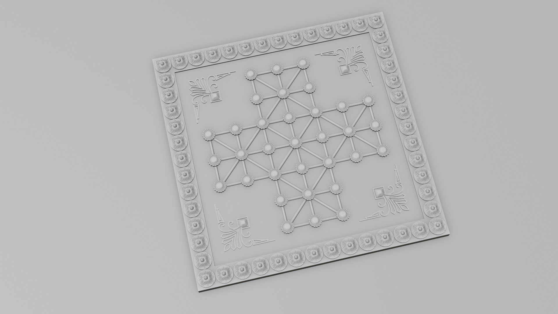 Golden Asalto Game Board with Gems Design 3D model_14