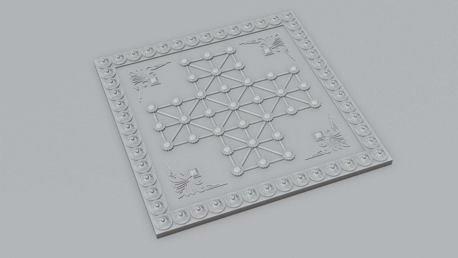 Golden Asalto Game Board with Gems Design 3D model_11