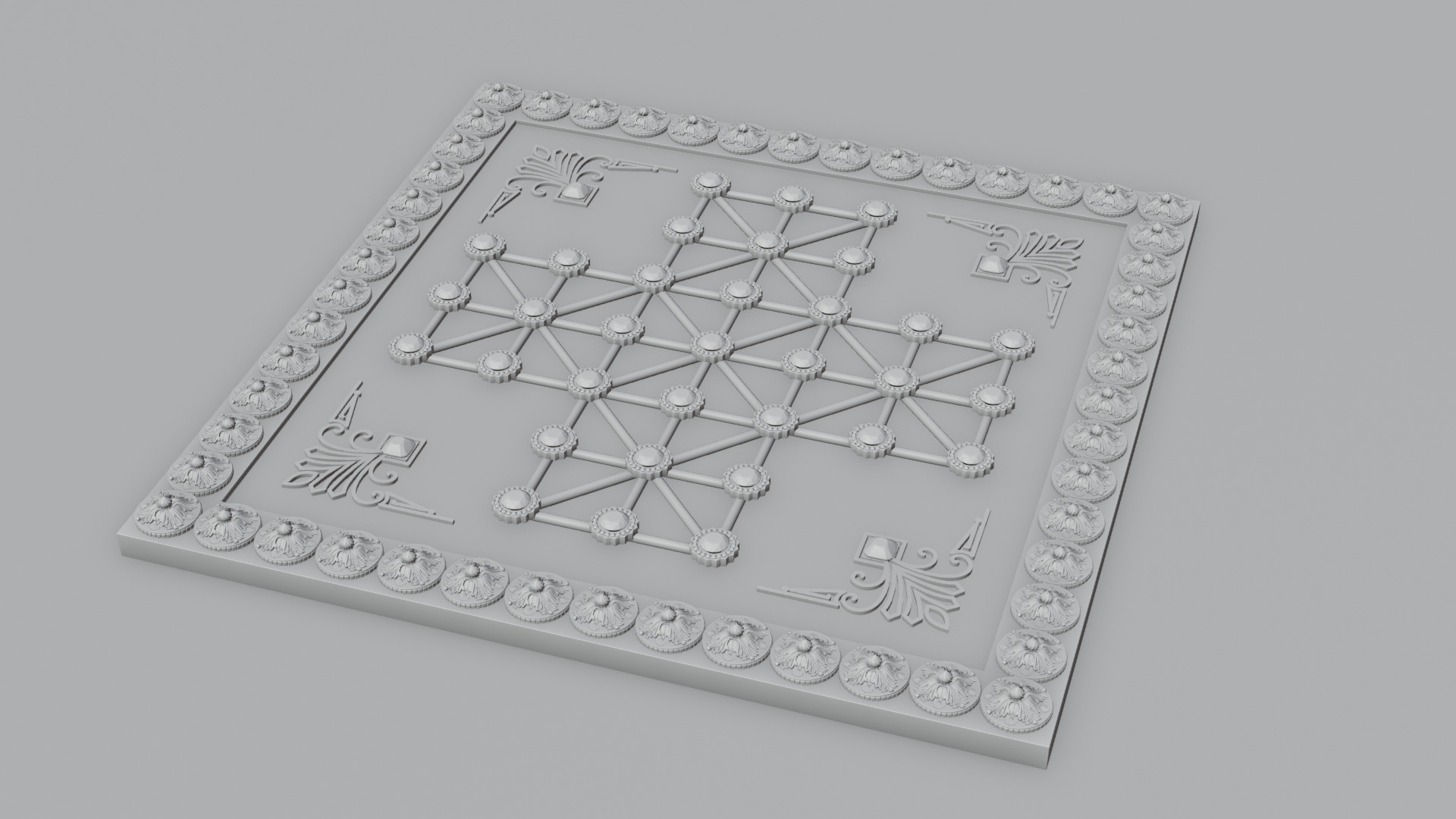 Golden Asalto Game Board with Gems Design 3D model_18