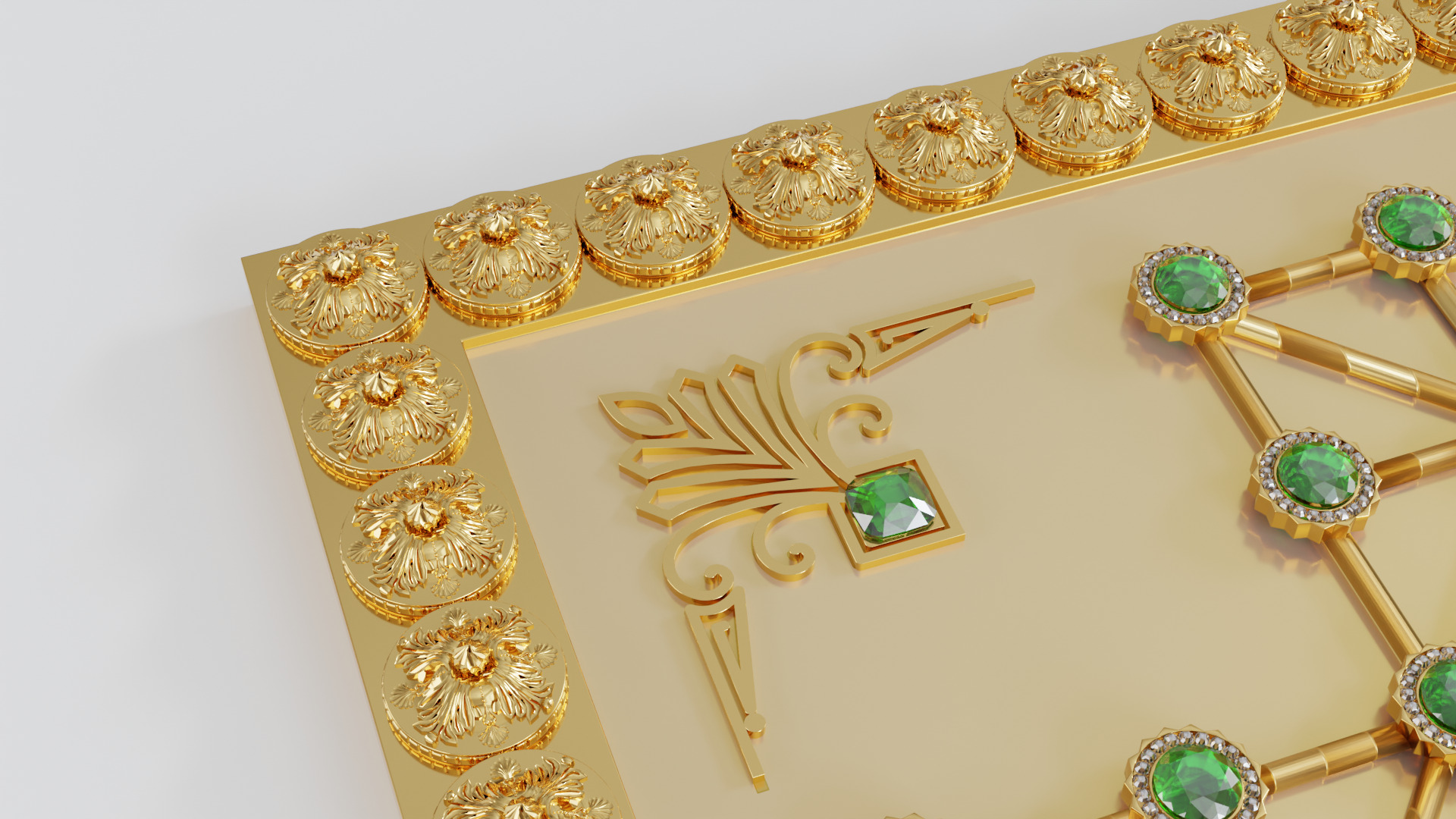 Golden Asalto Game Board with Gems Design 3D model_5