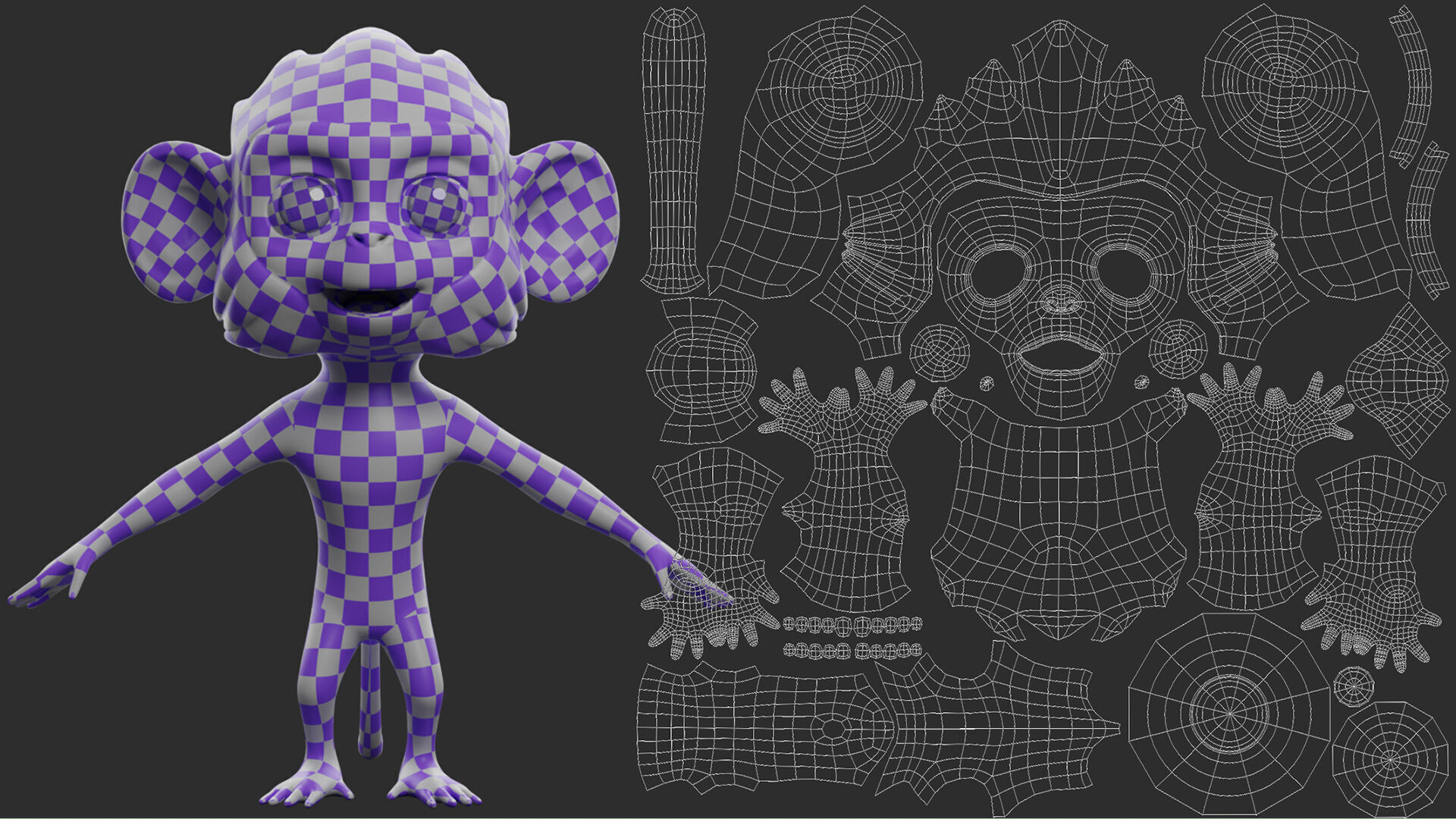 Monkey Cartoon II Low-poly 3D model_7