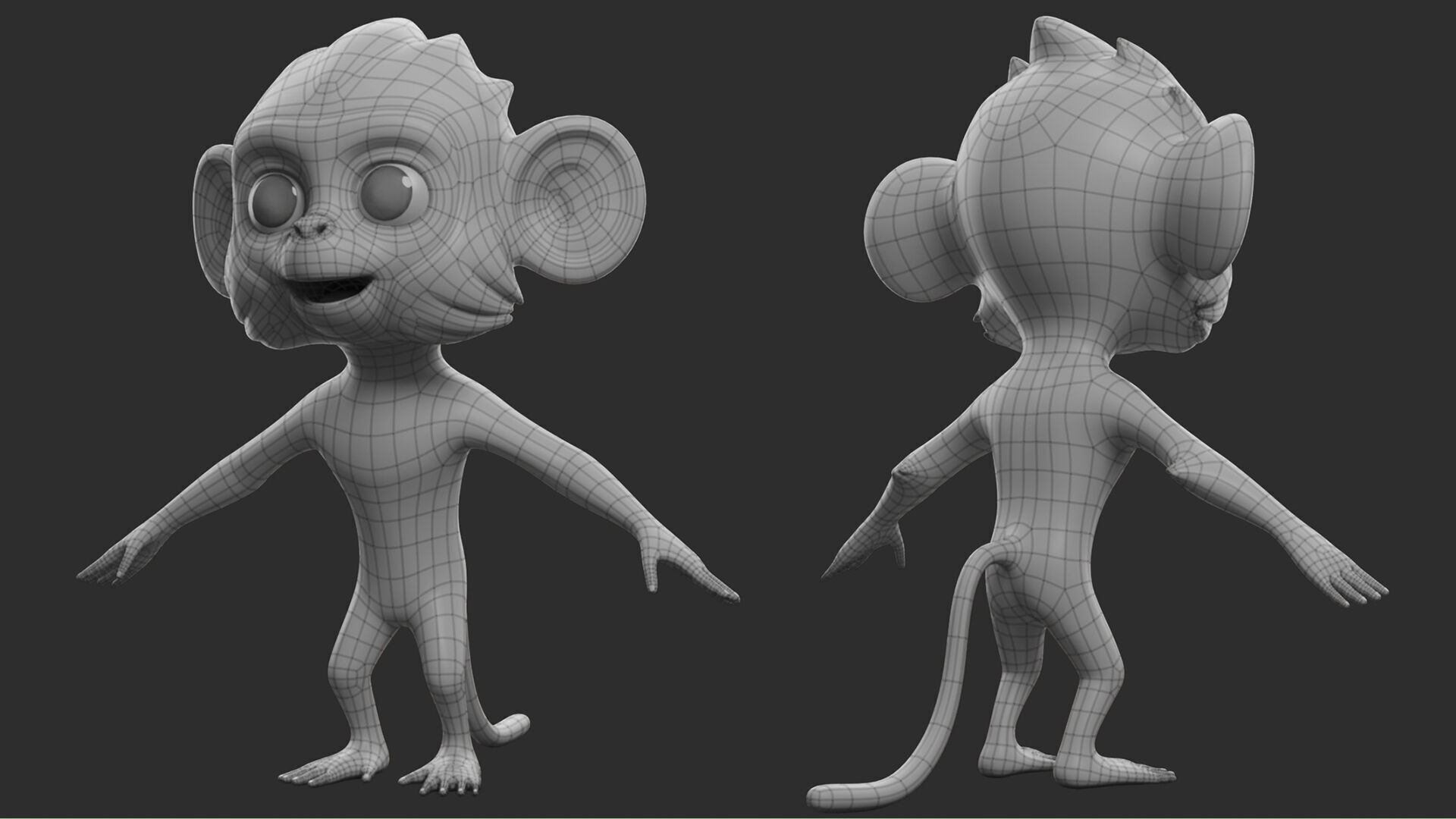 Monkey Cartoon II Low-poly 3D model_5