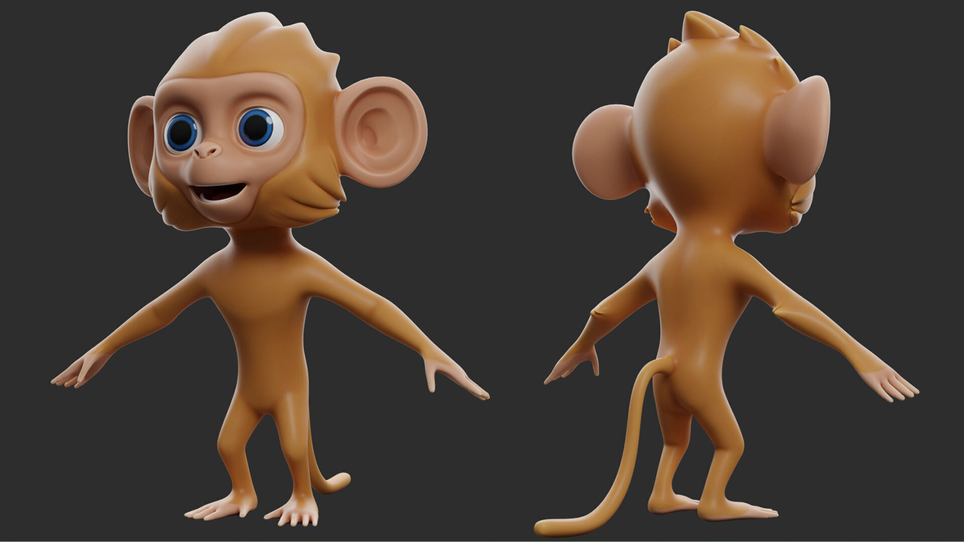 Monkey Cartoon II Low-poly 3D model_4