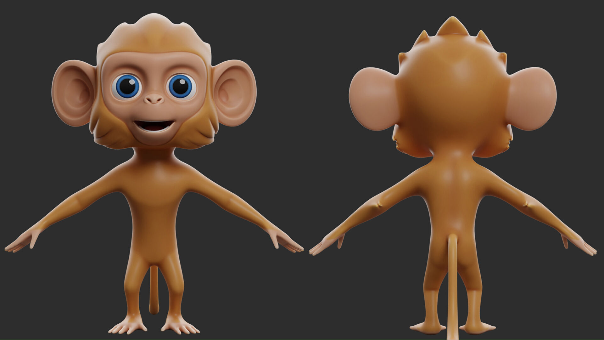Monkey Cartoon II Low-poly 3D model_1
