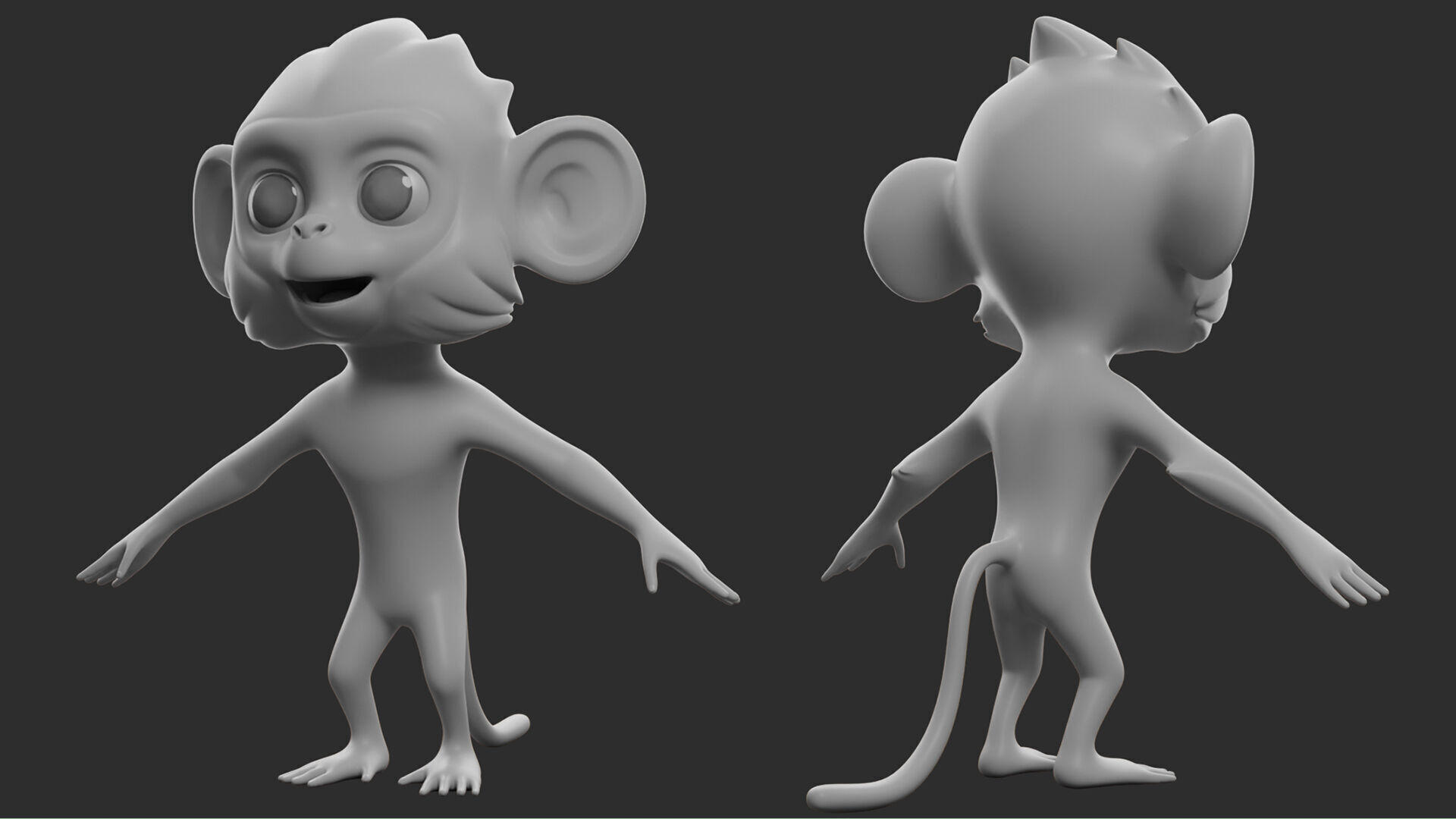 Monkey Cartoon II Low-poly 3D model_6