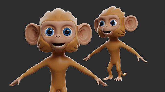 Monkey Cartoon II Low-poly 3D model
