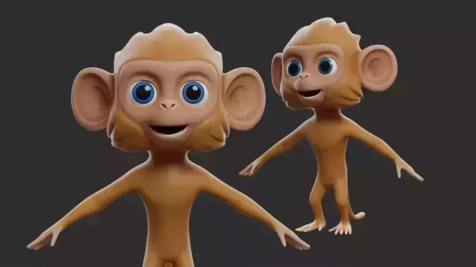 Monkey Cartoon II Low-poly 3D model