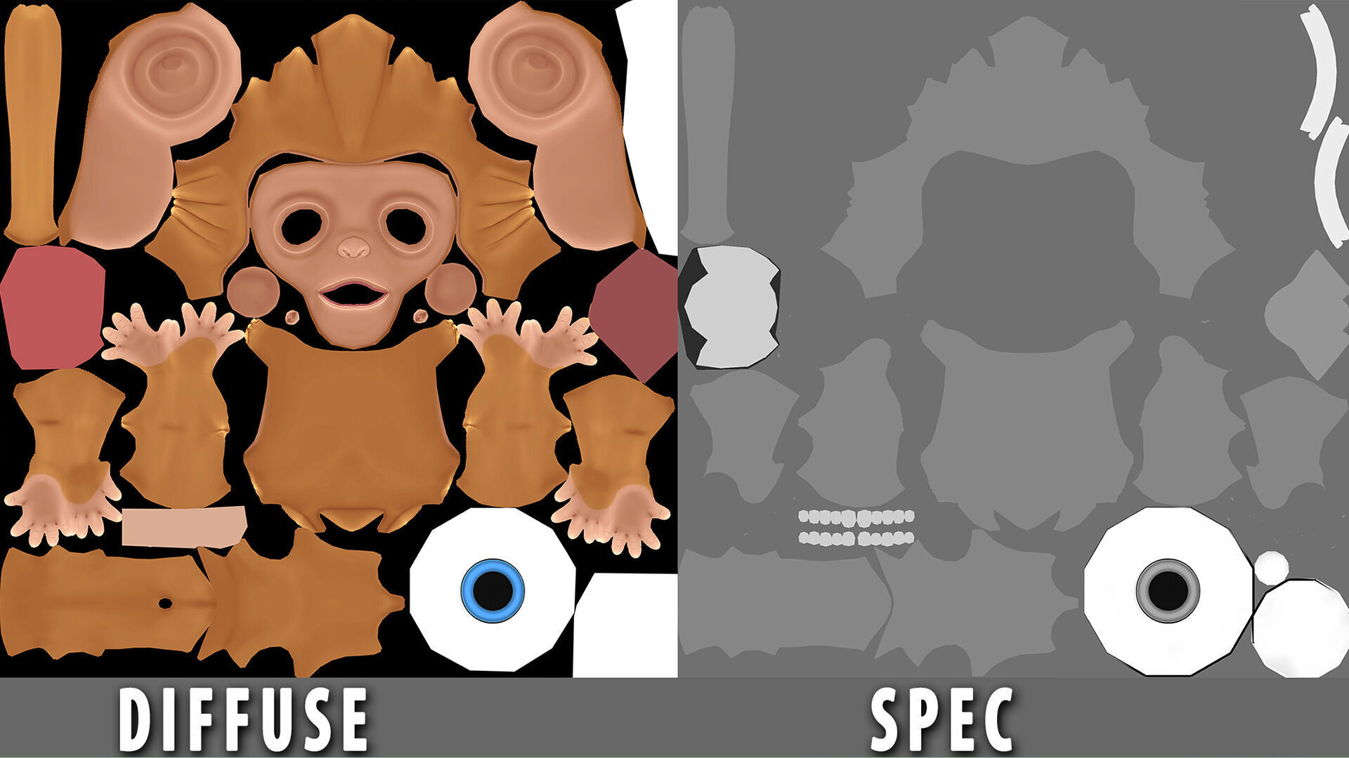 Monkey Cartoon II Low-poly 3D model_8
