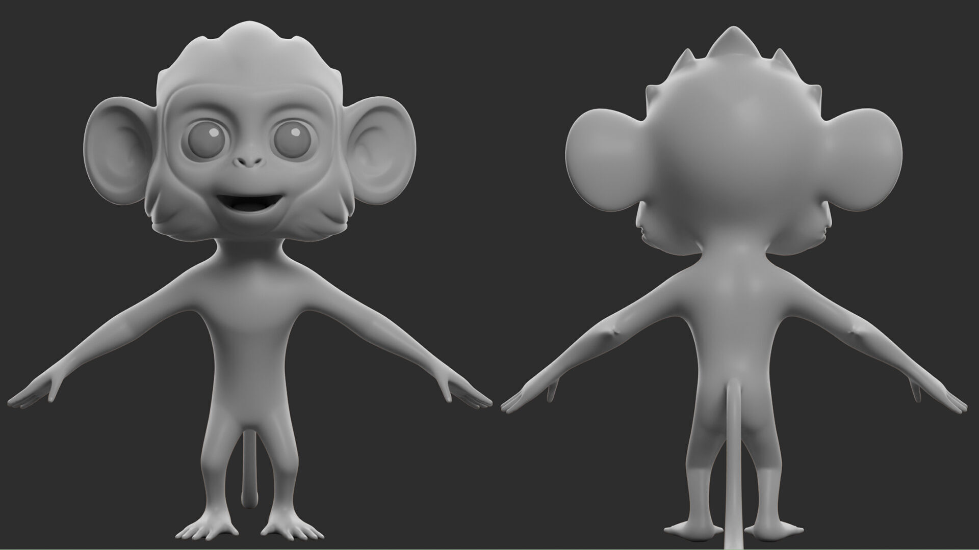 Monkey Cartoon II Low-poly 3D model_2