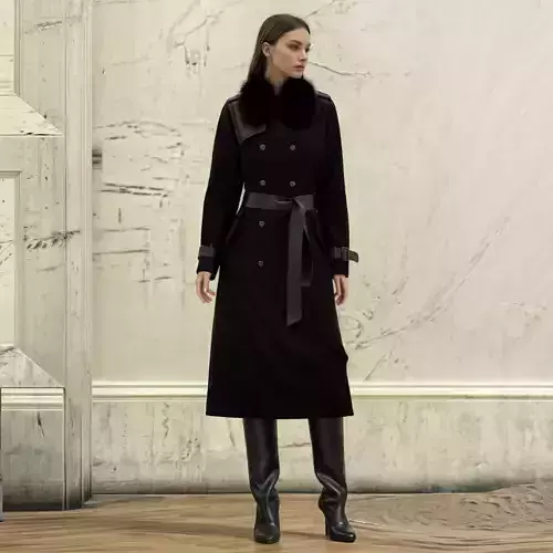 Black Coat With A Fur Collar