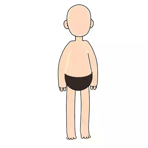 2d Toon Doodles Outline Base Body Mesh Free 3D model
