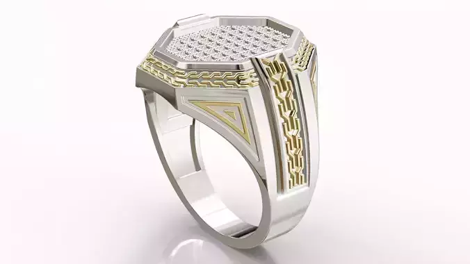 Man Diamond Ring Gold Silver Jewelry Printable Low-poly 3D model