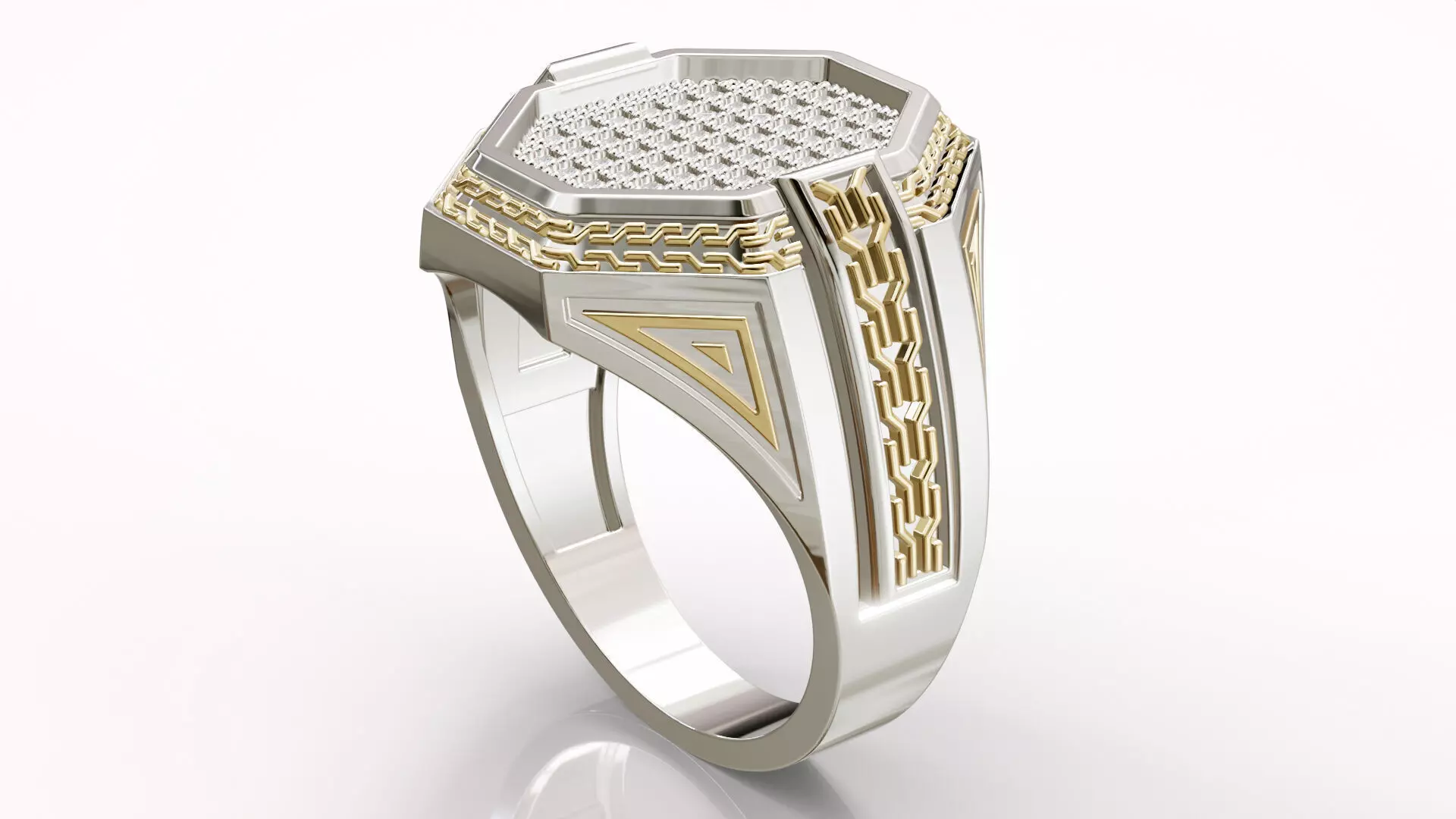 Man Diamond Ring Gold Silver Jewelry Printable Low-poly 3D model