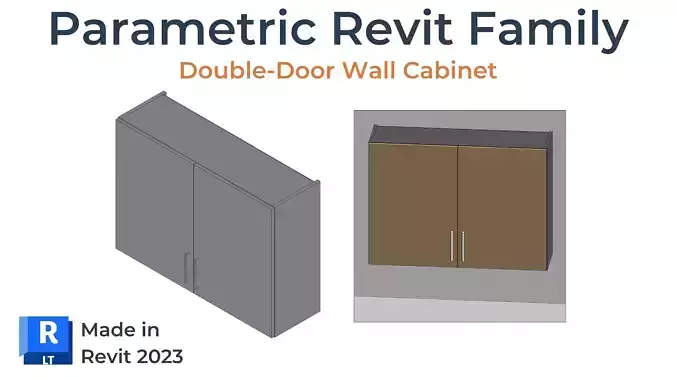 DOUBLE DOOR WALL Cabinet Revit Family UK Parametric 3D model DOUBLE DOOR WALL Cabinet Revit Family UK Parametric 3D model