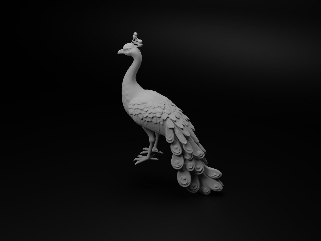 Peacock Animal Figure 3D print model_1