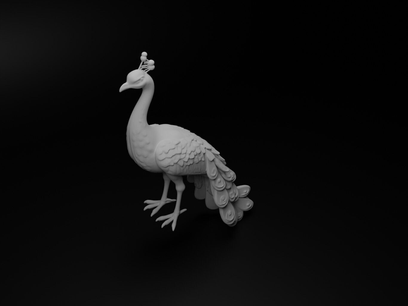 Peacock Animal Figure 3D print model_2