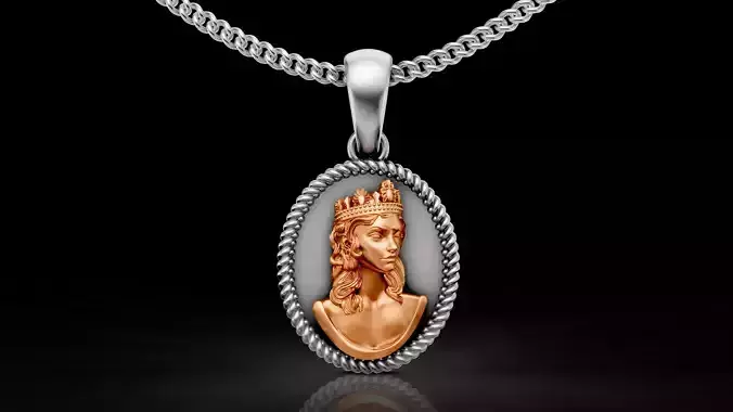 Queen pendant silver gold sterling printable jewelry 3D model