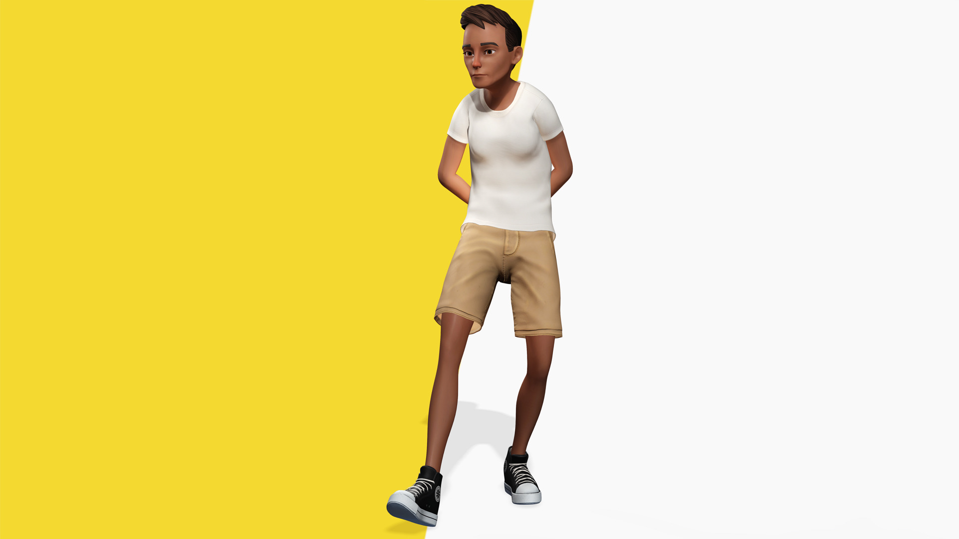Relaxed and Cool Look Stylized 3D Young Male Character Low-poly 3D model_9