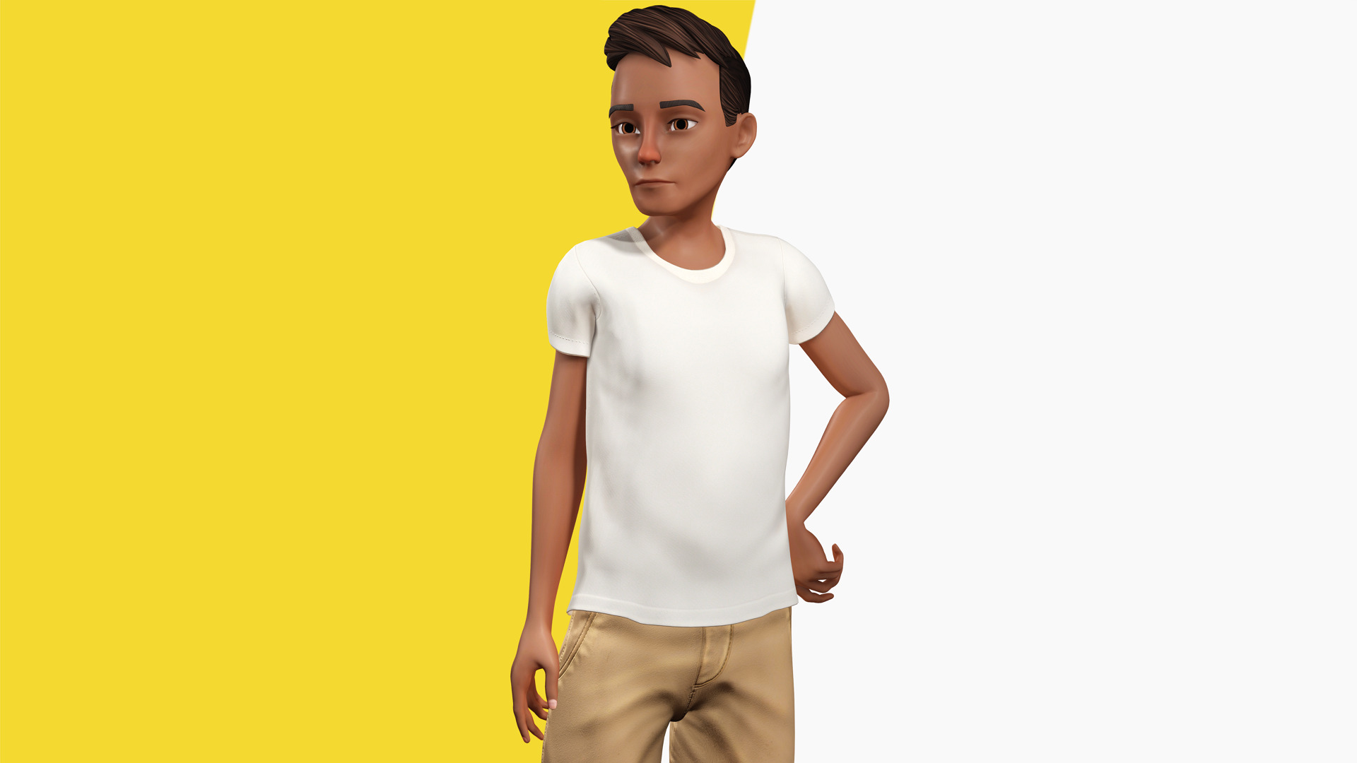 Relaxed and Cool Look Stylized 3D Young Male Character Low-poly 3D model_7