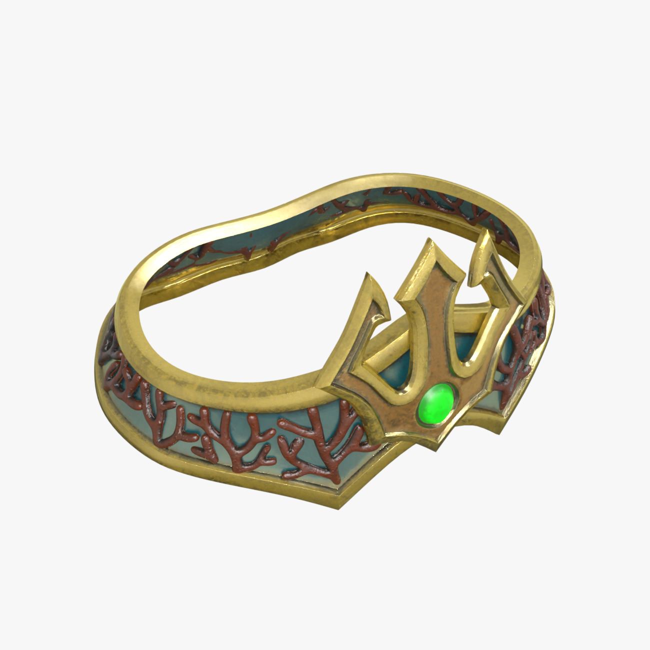 Poseidon The Sea King Rigged Low-poly 3D model_16