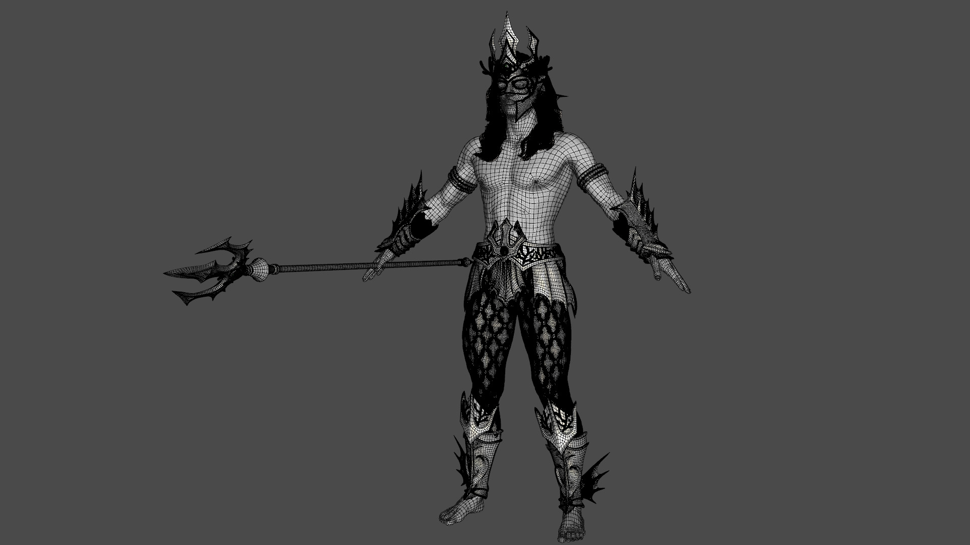Poseidon The Sea King Rigged Low-poly 3D model_22
