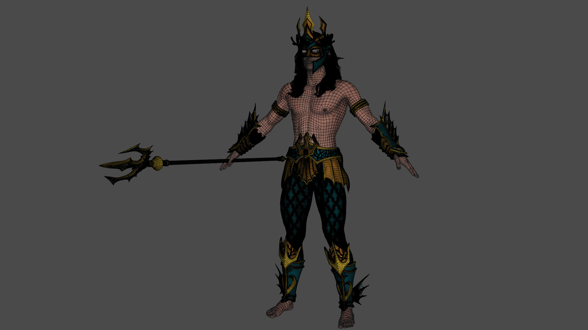 Poseidon The Sea King Rigged Low-poly 3D model_26