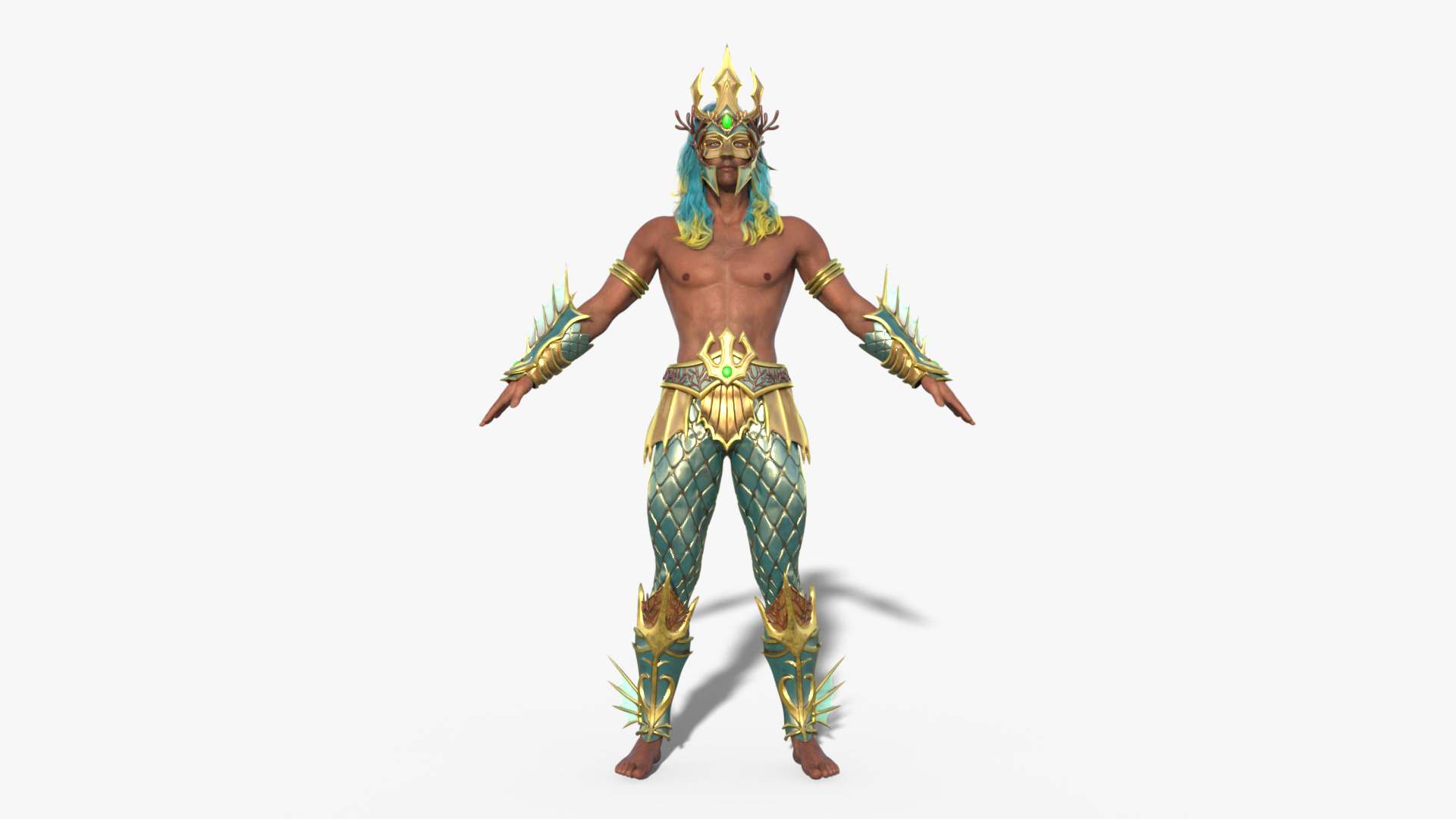 Poseidon The Sea King Rigged Low-poly 3D model_9