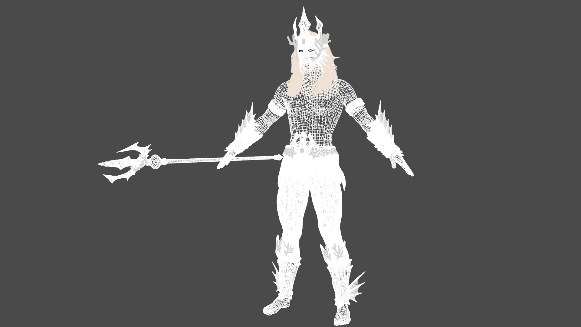 Poseidon The Sea King Rigged Low-poly 3D model_24
