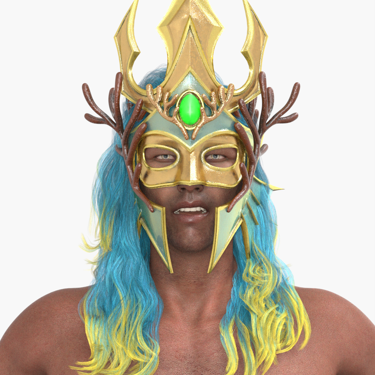 Poseidon The Sea King Rigged Low-poly 3D model_7