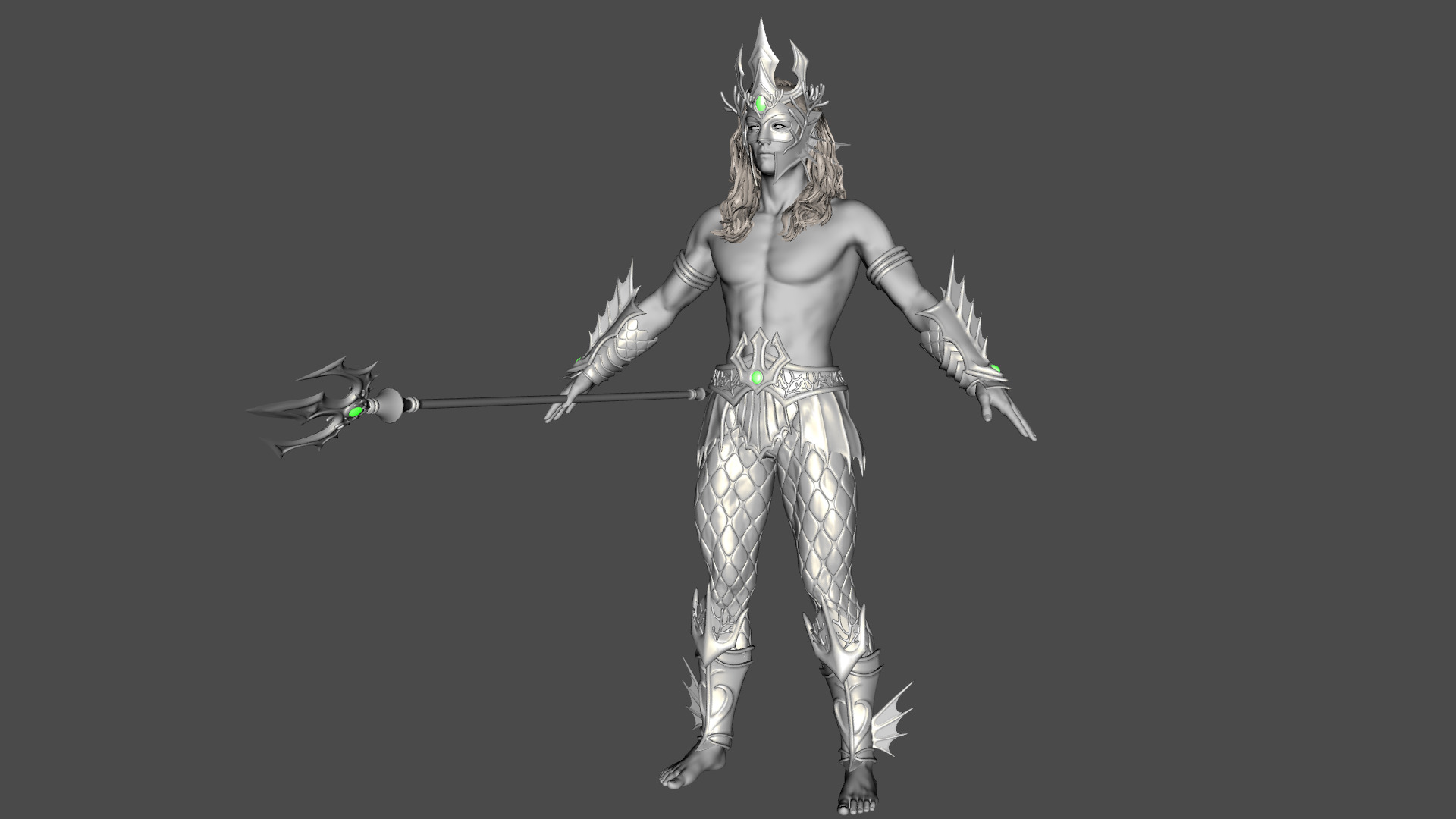 Poseidon The Sea King Rigged Low-poly 3D model_25