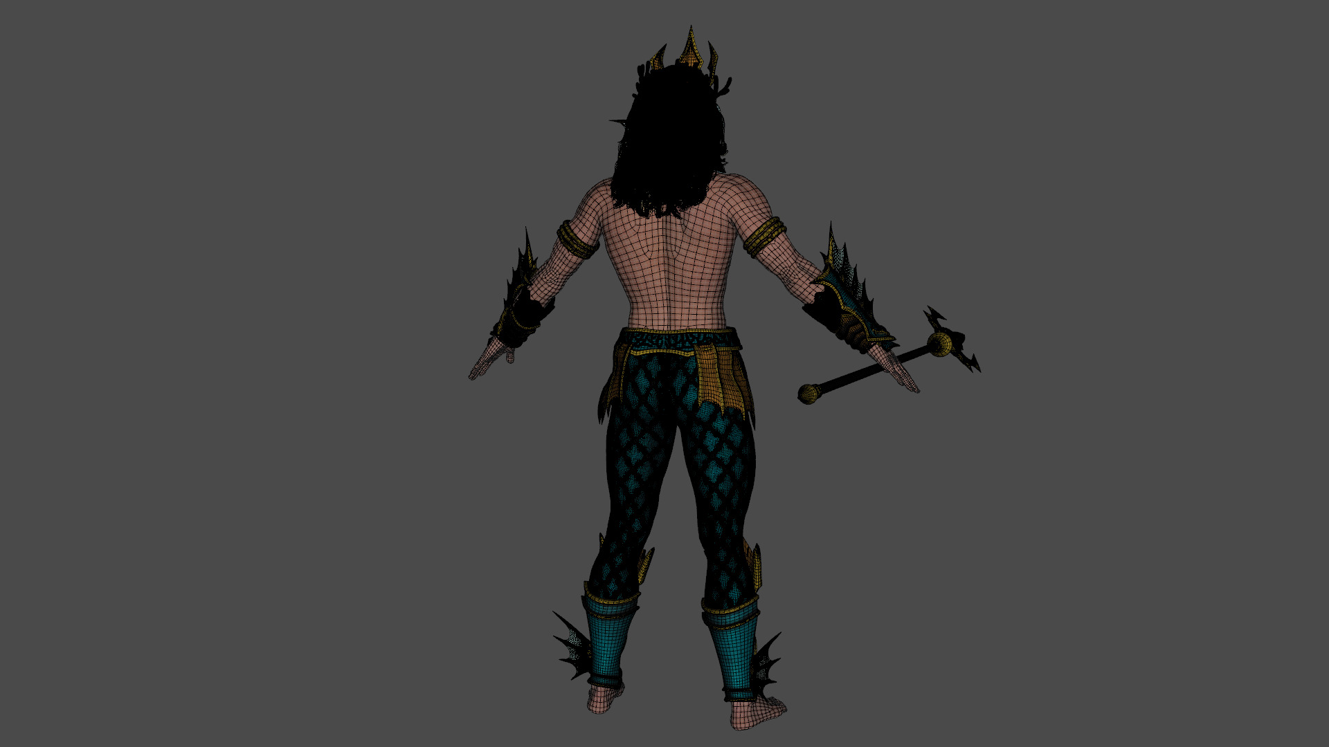 Poseidon The Sea King Rigged Low-poly 3D model_23