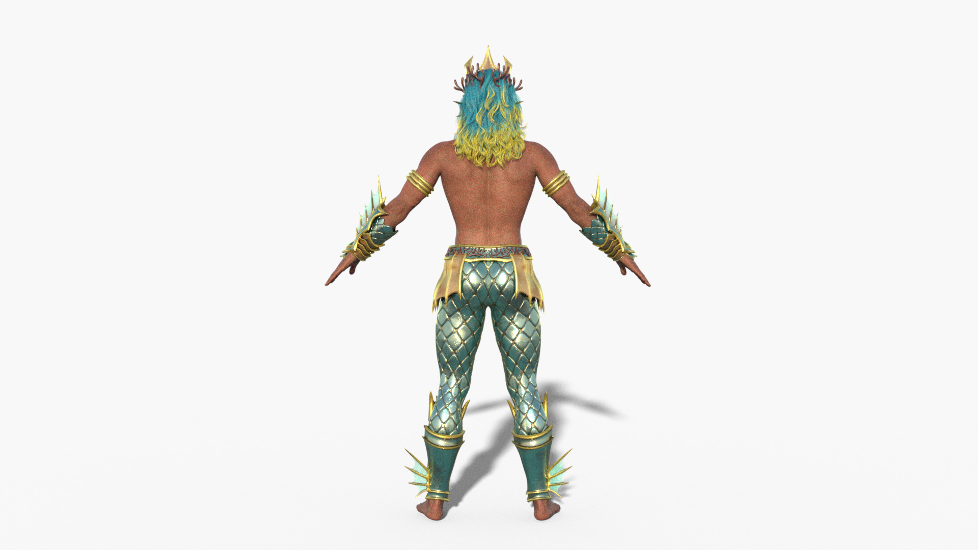 Poseidon The Sea King Rigged Low-poly 3D model_8