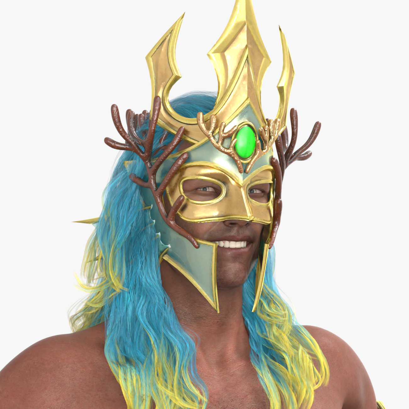 Poseidon The Sea King Rigged Low-poly 3D model_6